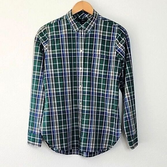 J. CREW Womens Green Plaid Button Down Long Sleeve Casual Collared Shirt size 6 - Picture 2 of 15